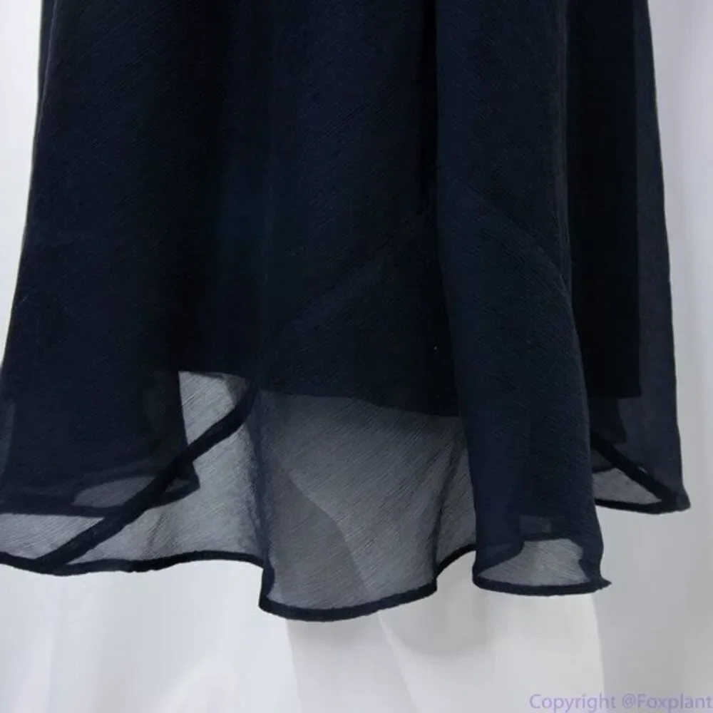Jcrew 100% silk asymmetric hem V neck navy blue midi dress, size 2‎